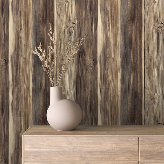WOOD 0045 – Wandbelag mit rustikaler Altholzoptik in markanter Fichtenstruktur. Für gemütliche, charakterstarke Räume mit Naturflair.