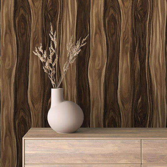 WOOD 0054 – Ausdrucksstarker Wandbelag in Palisander-Optik mit markanter Maserung. Perfekt für exklusive Wohnkonzepte und charakterstarke Räume.