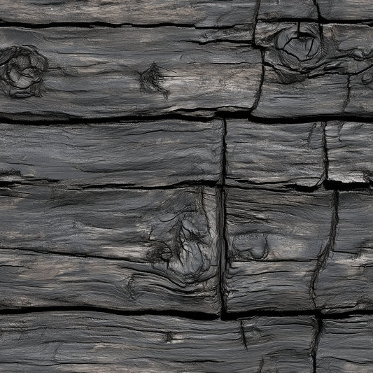 WOOD 0058 – Wandverkleidung in charmanter Shou Sugi Ban Optik. Tiefdunkles, strukturiertes Altholzdesign für ausdrucksstarke Interior-Statements.