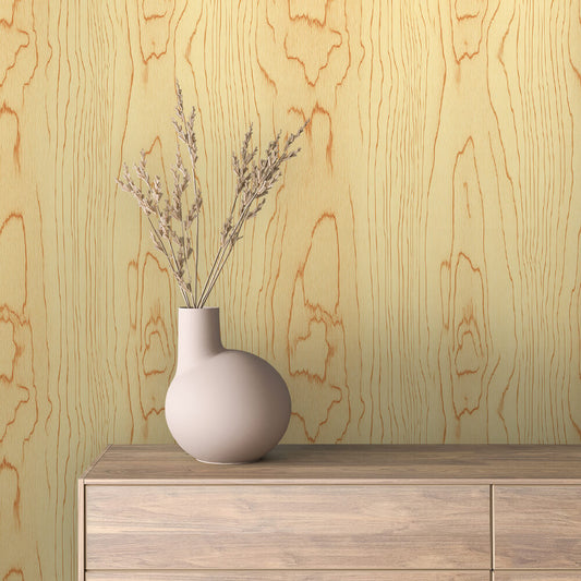 WOOD 0068 – Ausdrucksstarke Maserung in Gelb-Orange. Charaktervoll, warm und perfekt für kreative, lebendige Raumkonzepte.
