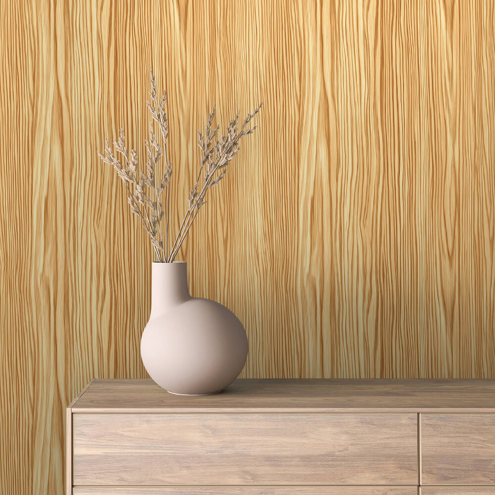 WOOD 0070 – Ausdrucksstarkes Holzdesign mit kräftiger Maserung in Bernsteinoptik. Für lebendige Raumgestaltungen mit natürlichem Statement.