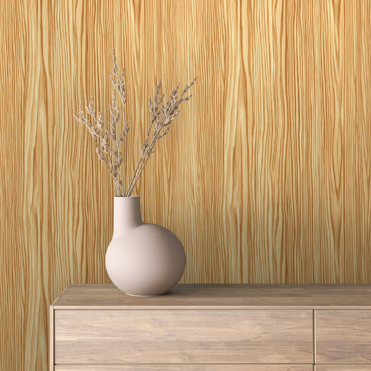 WOOD 0070 – Ausdrucksstarkes Holzdesign mit kräftiger Maserung in Bernsteinoptik. Für lebendige Raumgestaltungen mit natürlichem Statement.