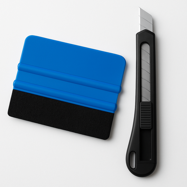 Praktisches Tapezier-Werkzeugset für DIY-Fans – mit Rakel & Messer für blasenfreies Verkleben und präzises Schneiden selbstklebender Tapeten.