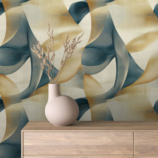 Blau-Gold Wellen Abstrakt