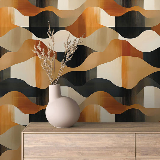 Orange-Braun Wellenmuster Abstrakt