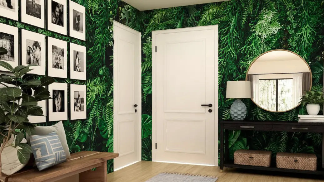 Dschungel Tapete Botanisches Wunder – tropische Farne und Blüten im Wohnraum