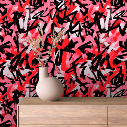 Graffiti-Look in Pink & Rot  Urban & expressiv  Selbstklebend & PVC-frei – by PCC FoliaConcept