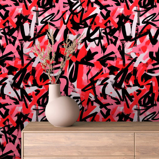 ✅ Graffiti-Look in Pink & Rot ✅ Urban & expressiv ✅ Selbstklebend & PVC-frei – by PCC FoliaConcept