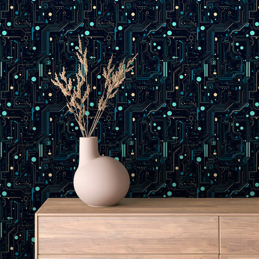 ✅ Platinen-Design ✅Lieferzeit 2-4 Tage ✅ Futuristische Nerd-Tapete ✅ Selbstklebend & PVC-frei – by PCC FoliaConcept