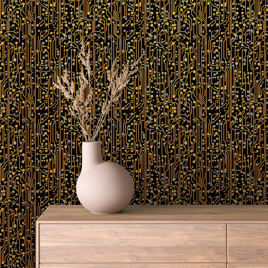 ✅Lieferzeit 2-4 Tage ✅ Gold auf Schwarz ✅ Elektronik-Look trifft Luxus ✅ Selbstklebend & PVC-frei – by PCC FoliaConcept
