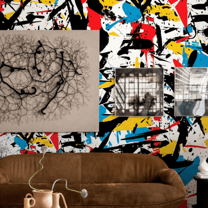 Graffiti Wohnzimmer mit Ledersofa