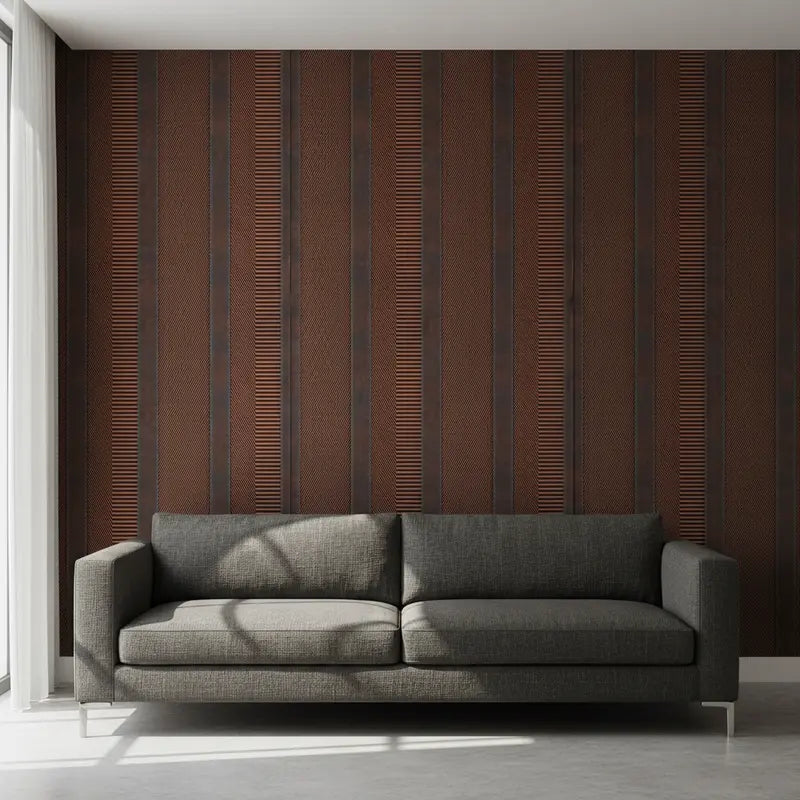Metallic Tapete Gestreifte Metallschichten Detailansicht – Bronze, Kupfer, Rostbraun, Dunkelbraun, Rose, selbstklebend