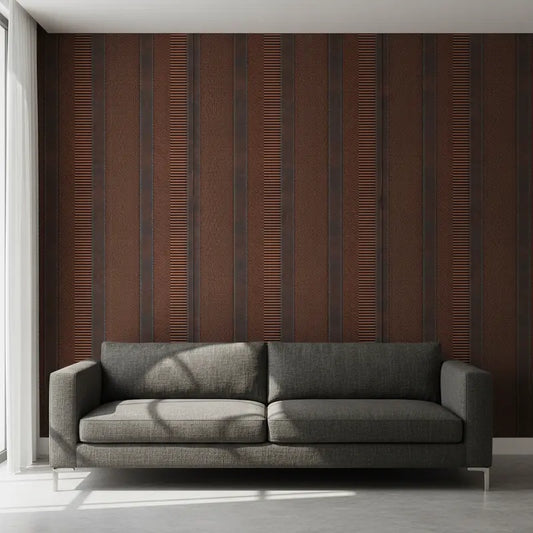 Metallic Tapete Gestreifte Metallschichten Detailansicht – Bronze, Kupfer, Rostbraun, Dunkelbraun, Rose, selbstklebend