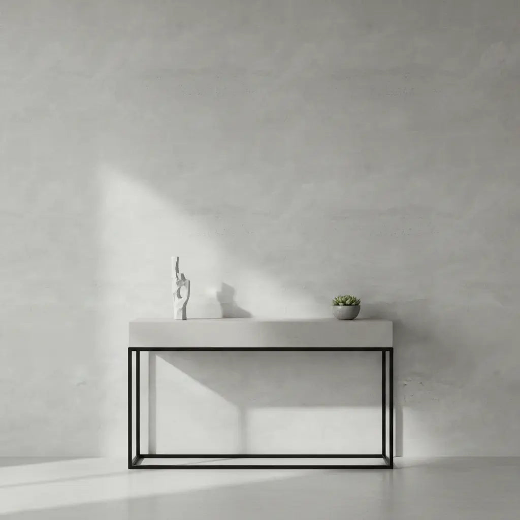 Selbstklebende Tapete Glatter Beton in heller Betonoptik mit modernem Industrial Look, ideal für stilvolle Wohn- und Arbeitsräume.