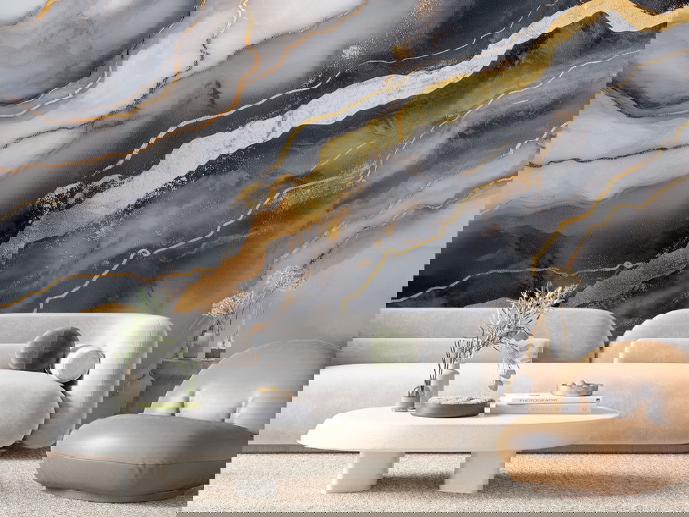 3D Marmor Tapete mit goldener Struktur  Ausdrucksstark & selbstklebend  PVC-frei – Pimp My Wall