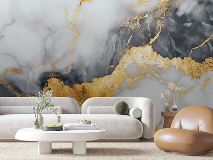 3D Marmor Tapete in Weiß und Gold  Luftiger Look & selbstklebend  PVC-frei – Pimp My Wall