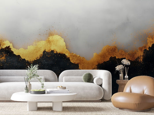 3D Marmor Tapete in Gold-Schwarz  Ausdrucksstarke Kontraste & selbstklebend  PVC-frei – Pimp My Wall