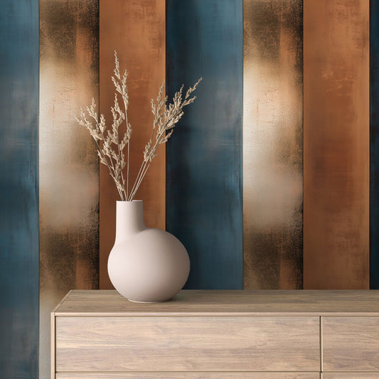 Copper & Cobalt Stripes Metall