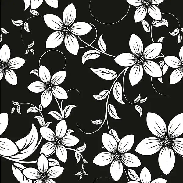 Black and white floral wallpaper