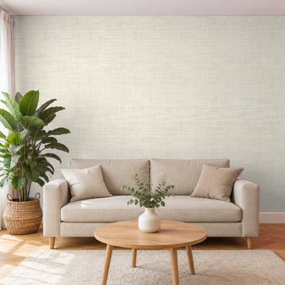Strukturtapete Feingewebe Cremebeige im Wohnzimmer – Raumvisualisierung mit dem Originaldruck, selbstklebend | Pimp My Wall