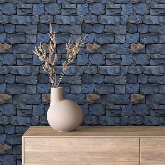  Selbstklebende Tapete in kräftiger Blauschiefer-Optik  PVC-frei, langlebig & modern  Exklusives Design von PCC FoliaConcept für urbane Raumkonzepte