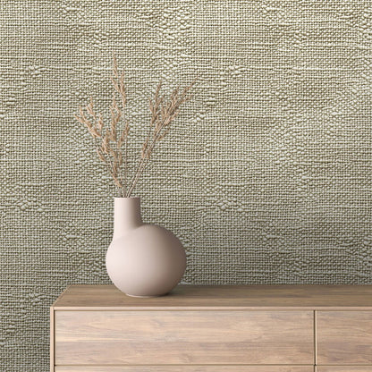 Feine Leinenstruktur mit Perloptik  Natürlicher Look in sanftem Beige  Selbstklebende & PVC-freie 3D-Tapete – made by PCC FoliaConcept!