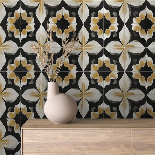 Lieferzeit 2-4 Tage Schwarze Eleganz mit Goldakzenten  Klassik trifft Modernität  Selbstklebend & PVC-frei – by PCC FoliaConcept